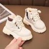 Stiefel Kinder Trendy Turnschuhe Herbst PU Leder Kinder Schuhe Mode Kleinkind Mädchen Knöchel Jungen Warme Winter Kind Schnee