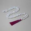 Catene OAIITE Collana opale fatta a mano vintage per uomo 108 perle di mala scintillante cristallo bianco donna purificante gioielli spirituali