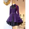 Manteau Lolita gothique rétro noir à lacets avec chaîne et nœud, manches longues, à volants, robe classique, Costume d'halloween Cosplay 240126