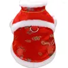 Abbigliamento per cani Abbigliamento anno cinese Tang Suit Inverno Gatto Cucciolo Vestiti Cheongsam Festival di Primavera Pet Barboncino Bichon Costume