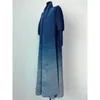 Miyake Preated Spring Womens Robe Fashion 점진적인 별이 빛나는 하늘 인쇄 긴 슬리브 확장 된 바람막이 트렌치 코트 240202