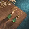 Stud Earrings Classical Design Gold Color Chinese Style Imitation Jade Women Drop Simple Stylish Female Delicate For