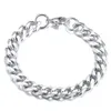 Chaînes Punk 7 mm / 9 mm / 15 mm de largeur en acier inoxydable couleur argent chaîne cubaine robinet bouton collier / bracelet hip hop charmant bijoux pour hommes