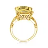 925 Sterling Silver Ring Luxury Shiny 145*19mm Big Rectangle Citrine Gemstone Ring For Women Solid Wedding Gold Plated Jewelry 240119