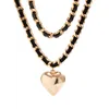 Hänghalsband ingesight.z 2st/set Punk Metal Peach Heart Necklace For Women Gothic Black Pu Cuban Chain Choker Set