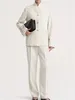 Женские брюки из двух предметов, женский однотонный пригородный костюм 2024, женский однобортный весенний пиджак с воротником-стойкой или свободные прямые брюки