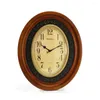 Relojes de pared Precioso reloj antiguo europeo Madera maciza Cuarzo vintage Mudo Oval Tamaño grande Sala de estar Patrón floral Cara única