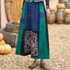 Ethnische Kleidung 2024 Chinesische Vintage Satin Jacquard Rock Nationale Blumenstickerei Elastische Taille A-Linie Retro Streetwear