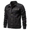 Spring Men Solid Lapel Denim Jackets Fashion Motorcykel Jeans Hommes Slim Fit Cotton Casual Black Blue Coats 240130