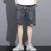 Été hommes Denim Shorts cordon lâche y2k mode poche Streetwear Hip Hop mâle jean court pantalons de survêtement S-5XL 240202