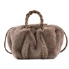 Sacs de taille hiver sac à main femme marque fausse fourrure chaude pochette à main femme en peluche bandoulière épaule sac de luxe à la mode