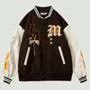 Hip Hop Furry Bee Lettres Broderie Veste De Baseball Hommes Streewear Harajuku Casual Lâche Bomber Varsity Vestes Unisexe Mode 240130