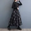 Jupes japonaises Yamamoto Style noir foncé imprimé points taille haute Chic fille automne robe de bal mode femmes printemps décontracté