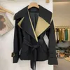 Женские плащи 2024, осеннее корейское пальто с поясом, ветровка, женская свободная тонкая куртка с двойным вырезом, Manteau Femme Hiver