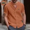 Alta qualidade dos homens primavera/verão manga curta camisas de linho algodão negócios casual solto encaixe camiseta camisas topo S-2XL 240202