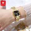 WOLEVS نساء الساعات الأنيقة Quartz Wristwatch الصلب المقاوم للصدأ حزام الذهب مربع القرص السوار الأصلي مجموعة هدية 240202