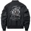 Gothic Style Japanischer Harajuku Darkwear Männlich Urban Streetwear Totenkopf Y2k Schwarz Techwear Mantel Motorrad Bomberjacke Für Männer 240126