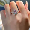 Klusterringar 90 poäng Cherry Blossom Pink Diamond Ring Gemstone High Carbon Bow Water Droplet Pear Shaped 925 Silver