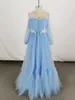 Robes de soirée Vintage Robe de princesse de mariage Slash cou dentelle Net fil longueur au sol grande jupe Robe de soirée douce Maxi