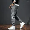 Men's Jeans Man Cowboy Pants With Print Cargo Trousers Large Size Cropped Spliced 2024 Fashion Y2k Streetwear Spring Autumn Soft