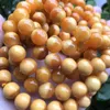 Loose Gemstones Meihan Wholesale Natural Top Burma Yellow Jade Jasper Smooth Round Stones Beads For Jewelry Making DIY Design Bracelet