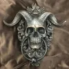 Baphomet Corne de Dieu Crâne Suspendu Heurtoir de Porte Résine Tête de Chèvre Artisanat Satan Chèvre Statue Ornements Décor Plaque Suspendue Heurtoir 240130