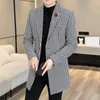 Autumn Winter Wool Blends Jacket Men Long Casual Business Trench Coat Streetwear Overcoat Social Windbreaker Men Clothing 240118