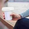 Vaisselle 100 pièces tasse à café transparente couvercle de tasse en papier couvercles El pour boissons couvercles jetables blanc