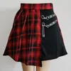 Jupes Harajuku Streetwear Boutons Side Jupe Ouverte Femmes Sexy Court Mini Gothique Noir Et Blanc Plaid