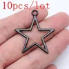 Charms 10st Hollow Star Earrings Handgjorda smycken Maket Supplies 36x33mm svart färg