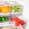 Contenitori impilabili per frigorifero Contenitori riutilizzabili per alimenti Contenitori per frigorifero Cassetto del frigorifero nella cucina di casa Ristorante 240125