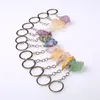 Keychains 20pcs Natural Rough Raw Stone Crystal Quartzs Keychain Women Men Handbag Hangle Car Key Holder Mineral KeyRing Jewelry