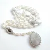 Ketten Lange Perlenkette Halskette Heiliger Anhänger Rosenkranz Ovale Perle Christlicher religiöser Schmuck Geschenk für Frauen