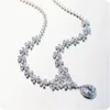 Ensembles de bijoux pour femmes 925 Sterling luxe cubique zircone fleur colliers pendentifs boucles d'oreilles ensemble de mariée accessoires 240130
