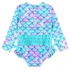 BAOHULU Cute Toddler Baby Girl Swimwear Long Sleeve UPF50 Infant Bathing Suits Bright Ruffle Swimsuit Kids Beachwear 240131