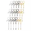 Keychains 18Pcs Beadable Keychain Bar Bulk Colorful Plating Alloy Beaded Blank Making Supplies (6 Colors)