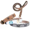 Dog Collar Leashes Classic Presbyopia Designer Letters Pattern Print Leashes PU Leather Fashion Casual Adjustable Dogs Cats Neck Strap Cute Pet Supplies BI