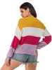 Chemisier américain rétro coloré pour femmes, chemise colorée, mode automne et hiver, col rond, coupe cintrée, pull Design, 2024