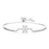 Charm Bracelets Cubic Zirconia Stones Cute Nature Snowflake Bracelet Women White CZ Zircon Box Chain Snow Flake Adjustable Jewelry