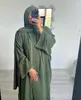 Abbigliamento etnico 3 pezzi Abaya Kimono abbinato Hijab sotto il vestito Set musulmano Abaya per le donne Dubai Caftano Arabo Turchia Islamico africano