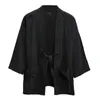 Mäns jackor Mens Casual Dark Cloak Drape Feeling Cut Autumn and Winter Outer Wear Three-Quarter Sleeve Cardigan Fashionable Thin Jacket