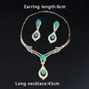 Jiayijiduo American Fashion Wedding Jewelry Set GoldColor Charm Women Summer Clothing Accessories Days Blue Crystal Partiage 240125