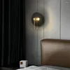 Wall Lamp Modern Round Moon Indoor Copper Marble Bedside Light Luxury Living Room Background Aisle Stair Cloakroom LED