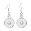 Boucles d'oreilles pendantes pour femmes, style bohémien, strass mignons, bouton-pression de 18mm, breloques blanches plaquées K, Design, bijoux interchangeables, 021