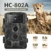 24MP 1080P Vídeo Wildlife Trail Camera Po Trap Câmeras de caça infravermelhas HC802A Wildlife Vigilância sem fio Câmeras de rastreamento 240126