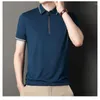 Polo da uomo MLSHP Polo con cerniera estiva Polo di lusso a maniche corte in tinta unita Business Casual T-shirt uomo T-shirt Plus Size 4XL