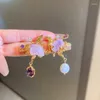 Boucles d'oreilles pendantes Style AB japonais-coréen pour femmes, bijoux baroques en pierre naturelle violette, perles d'eau douce, Pendientes Brincos