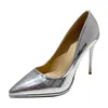 Dress Shoes NIUFUNI Summer Pointy Solid Color Stone Grain Silver Women's Pumps Stiletto High Heels Fashion Simple Elegant Woman SShoes