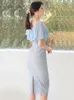 Casual Jurken Koreaanse Mode Dames Kant Avond Vrouwen Elegante Zoete Sheer Korte Mouw Slanke Party Prom Jurk Gewaad Femme vestidos