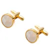 Vagula Classic Goldcolor Mother Pearl Copper Cuff Link Luxury Giftury Wedding Stuit Shird Bottons Cufflinks 718 240130